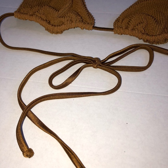 Good American Tiny Ties Bikini Top Swimsuit in Bronze - Size 5/6 XXL- NWT set - Picture 16 of 16